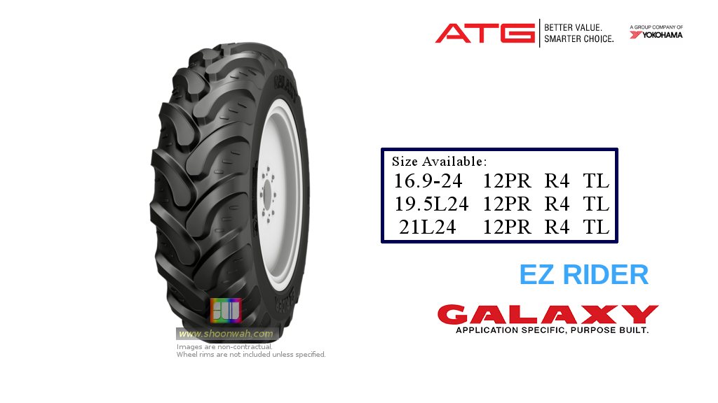 16.9-24 R4 EZ (R4) Galaxy Backhoe Tractor TL Tires