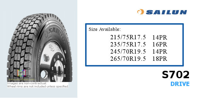 265/70R19.5 Sailun 18PR S702 tubeless TL radial tires