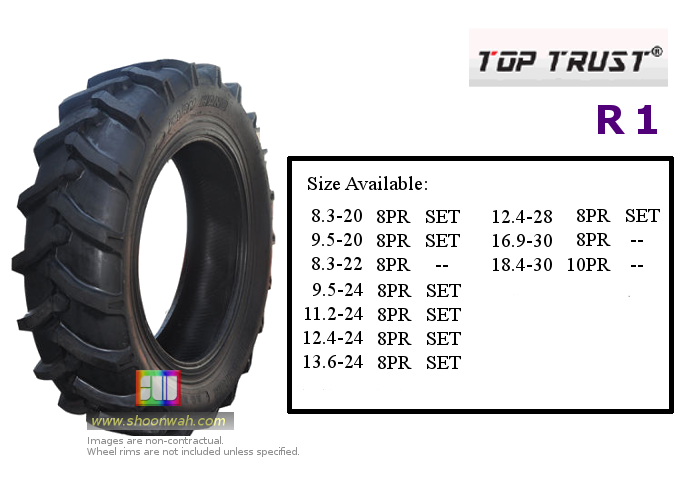 9.5-20  9.5x20  Top Trust R1 LUG agriculture rear tractor tire